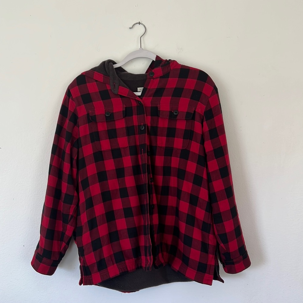 LL Bean Fleece Lined Hooded Flannel